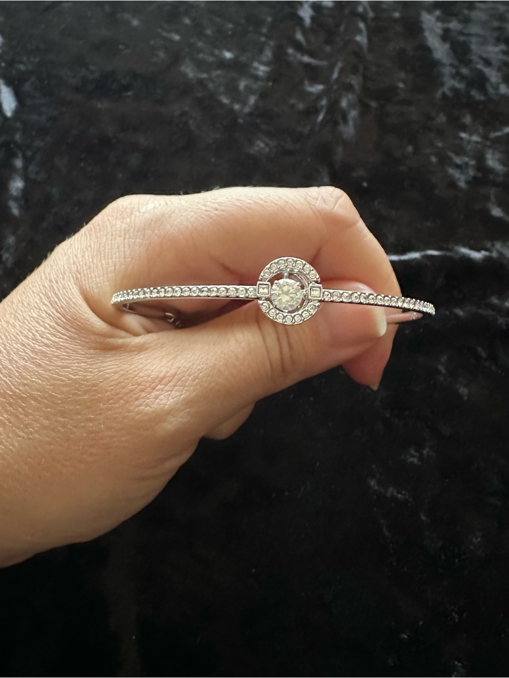 Swarovski White Sparkling Dance Silver Rhodium Bracelet Floating Crystal